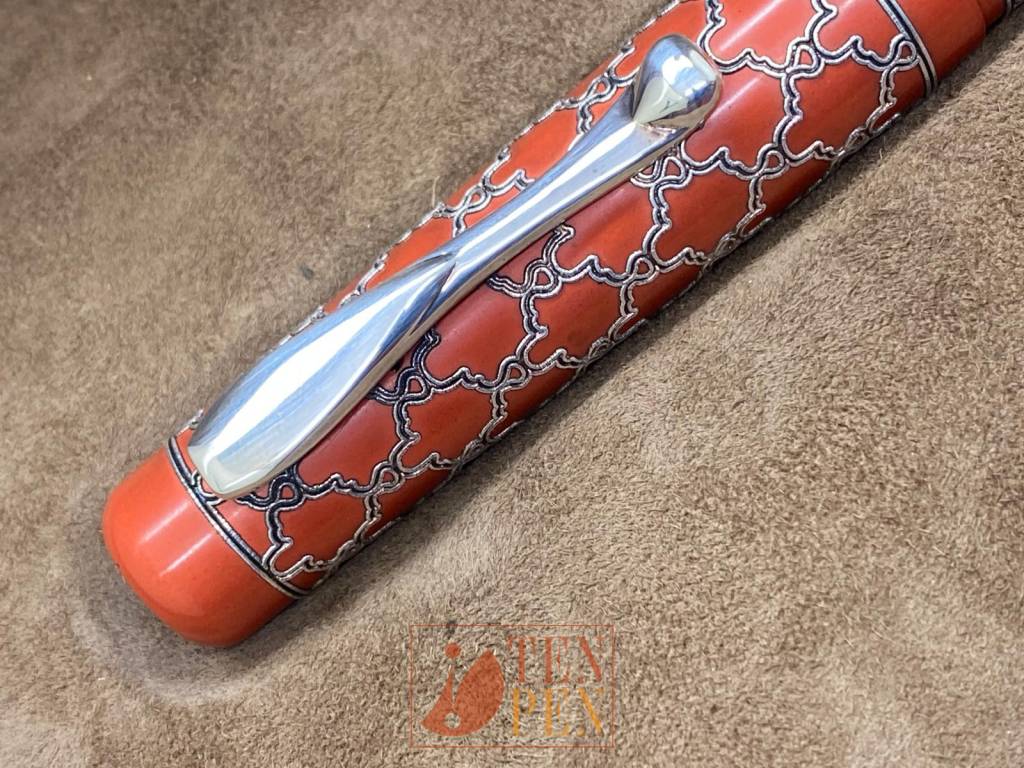 VISCONTI ALHAMBRA RED EBONITE AND SILVER FILIGREE- UNUSED - M